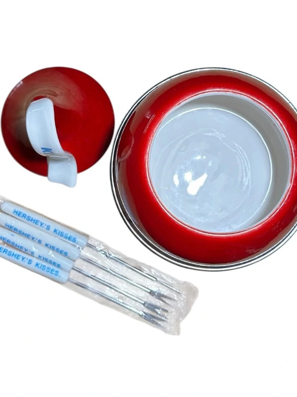 Hershey's Kisses Dessert Fondue - Red Fondue Pot